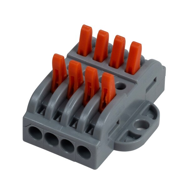 Main product image for Quick Lever Wire Nut Splice Inline Wire Connectors with Mounting Tab (4 In 4 Out) 10-Pack 095-099